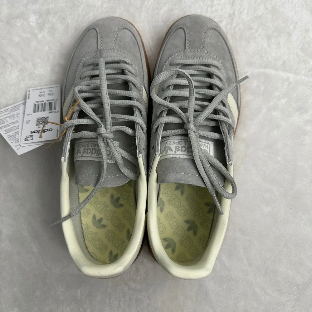 Adidas Handball Spezial Grey Off White Gum Suede Sneakers Mens 7 Womens 8 - Picture 3 of 9